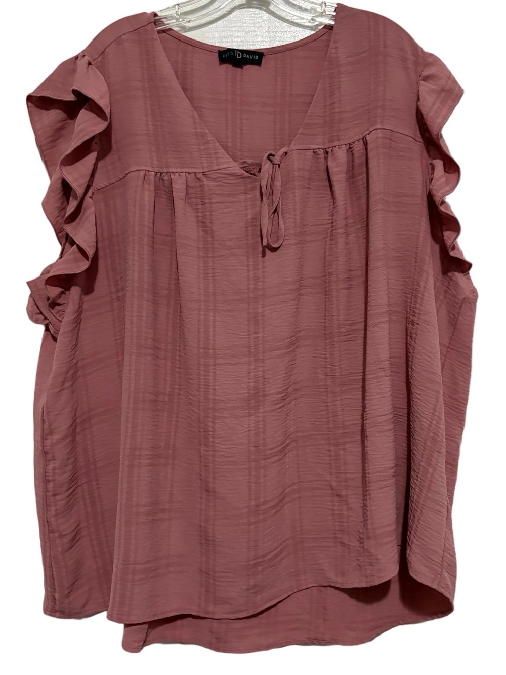 Fred David Mauve-Pink Ruffle Sleeve Blouse